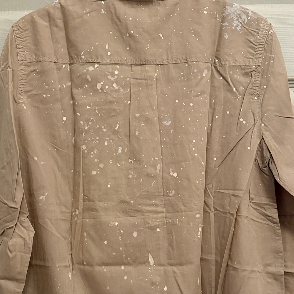 J. Crew Tan and Pink Splatter Casual Shirt - Picture 7 of 14